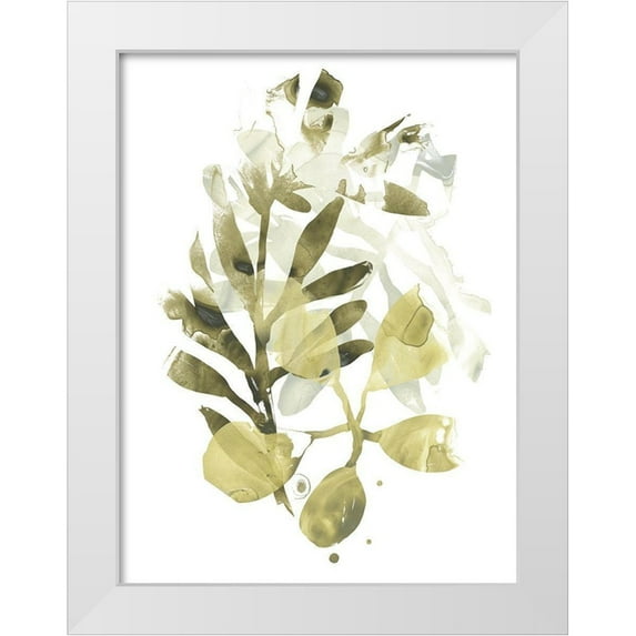Vess, June Erica 15x18 White Modern Wood Framed Museum Art Print Titled - Lichen and Leaves II