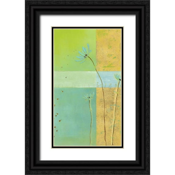 Vess, June Erica 16x24 Black Ornate Wood Framed with Double Matting Museum Art Print Titled - Blue Seedlings II