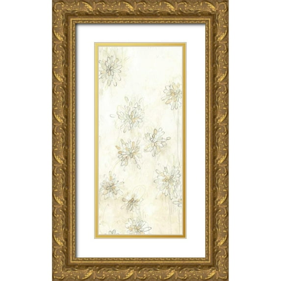 Vess, June Erica 16x32 Gold Ornate Wood Framed with Double Matting Museum Art Print Titled - Dahlia Cascade II