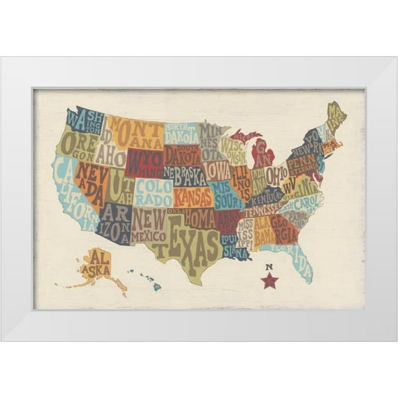 Vess, June Erica 18x13 White Modern Wood Framed Museum Art Print Titled - United State Signs