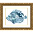 thumbnail image 1 of Vess, June Erica 18x15 Gold Ornate Wood Framed with Double Matting Museum Art Print Titled - Blue Ocean Fish IV, 1 of 4