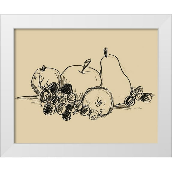 Vess, June Erica 18x15 White Modern Wood Framed Museum Art Print Titled - Graphite Fruit I