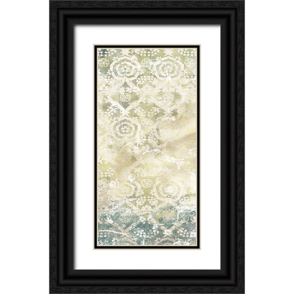 Vess, June Erica 18x32 Black Ornate Wood Framed with Double Matting Museum Art Print Titled - Emerald Textile III