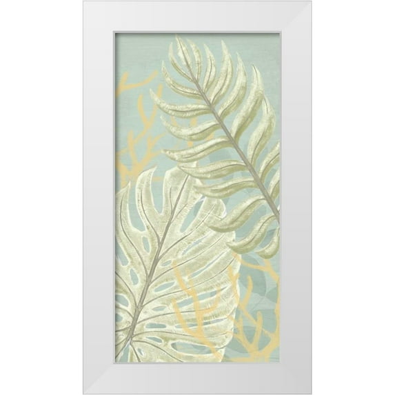 Vess, June Erica 18x32 White Modern Wood Framed Museum Art Print Titled - Palm and Coral Panel I