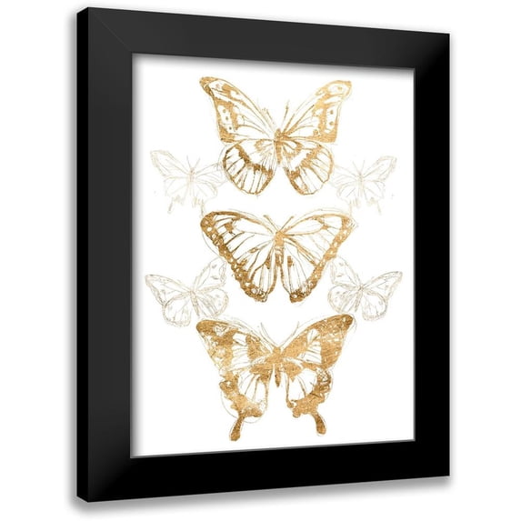 Vess, June Erica 19x24 Black Modern Framed Museum Art Print Titled - Gold Butterfly Contours II