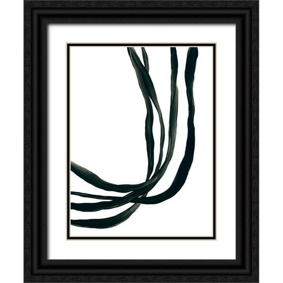 Vess, June Erica 19x24 Black Ornate Wood Framed with Double Matting Museum Art Print Titled - Onyx Ribbon I
