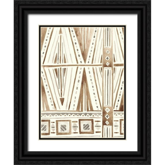 Vess, June Erica 19x24 Black Ornate Wood Framed with Double Matting Museum Art Print Titled - Tribal Impressions IV