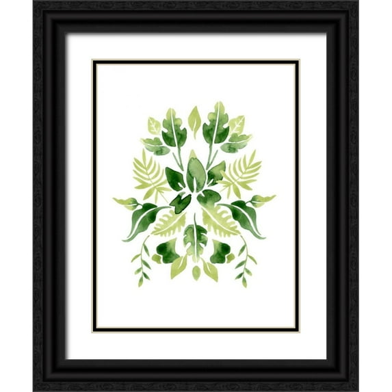 Vess, June Erica 19x24 Black Ornate Wood Framed with Double Matting Museum Art Print Titled - Verdant Vignette II