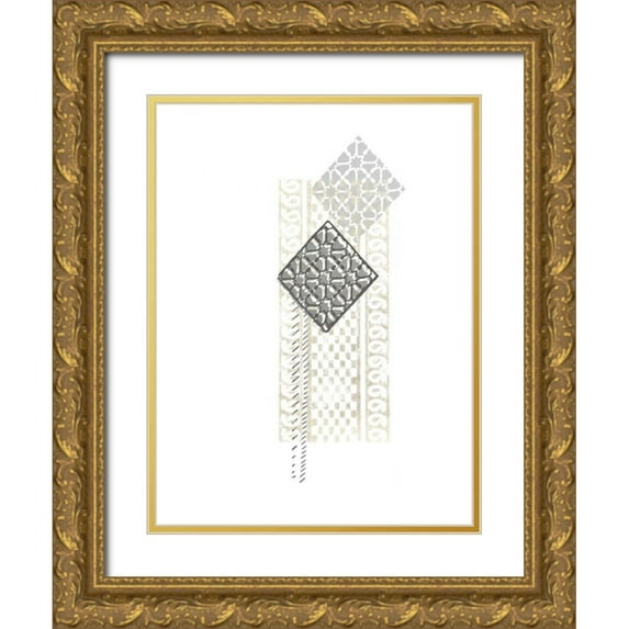 Vess, June Erica 19x24 Gold Ornate Wood Framed with Double Matting Museum Art Print Titled - Block Print Composition I