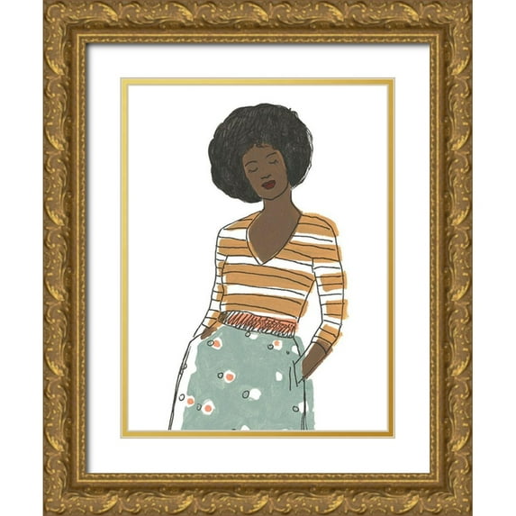 Vess, June Erica 19x24 Gold Ornate Wood Framed with Double Matting Museum Art Print Titled - Fashion Vignette II