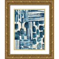 thumbnail image 1 of Vess, June Erica 19x24 Gold Ornate Wood Framed with Double Matting Museum Art Print Titled - Indigo Patchwork II, 1 of 4