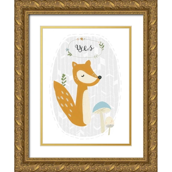 Vess, June Erica 19x24 Gold Ornate Wood Framed with Double Matting Museum Art Print Titled - Quirky Forest II