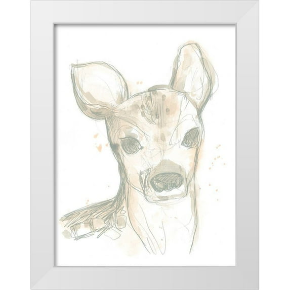 Vess, June Erica 19x24 White Modern Wood Framed Museum Art Print Titled - Deer Cameo I