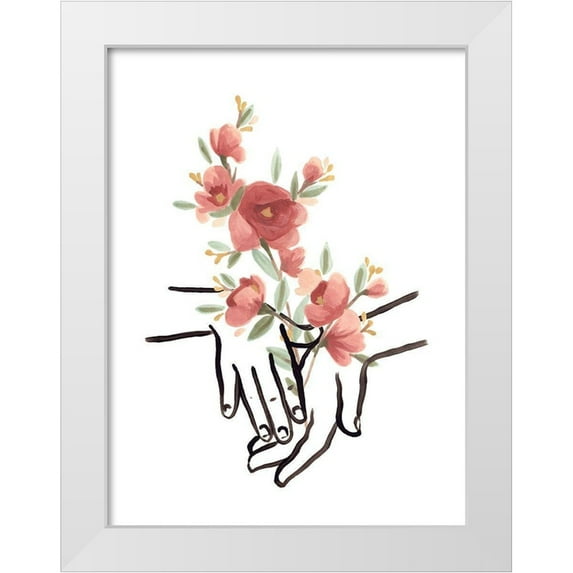 Vess, June Erica 19x24 White Modern Wood Framed Museum Art Print Titled - Hands and Flowers III