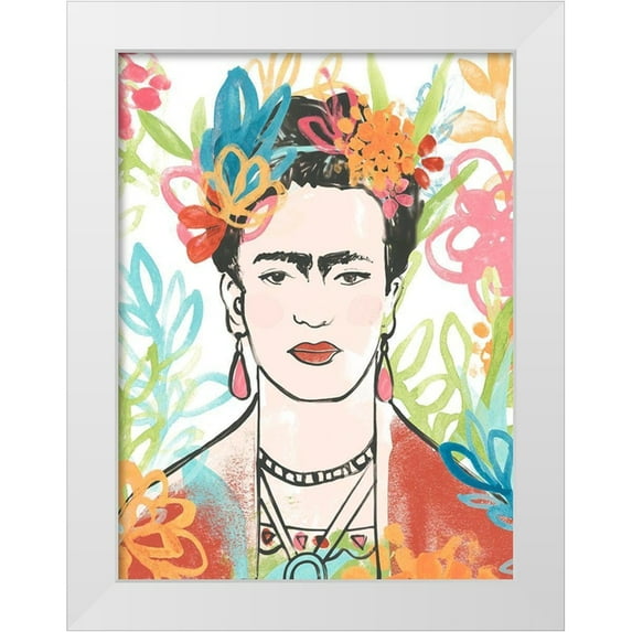 Vess, June Erica 19x24 White Modern Wood Framed Museum Art Print Titled - Portrait of Frida II
