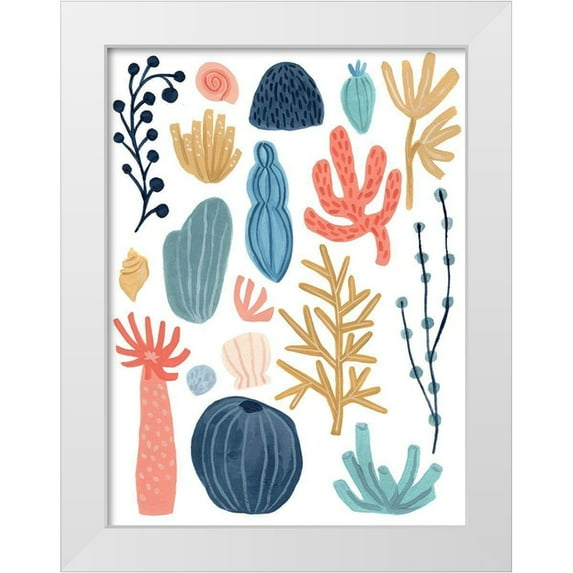 Vess, June Erica 19x24 White Modern Wood Framed Museum Art Print Titled - Reef Assortment I