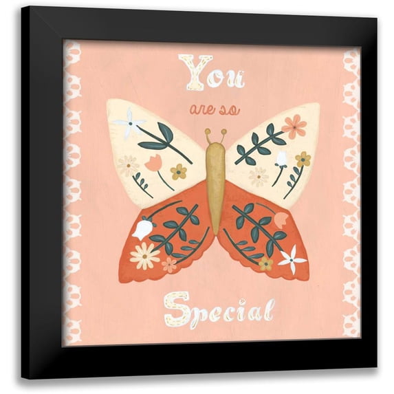 Vess, June Erica 20x20 Black Modern Framed Museum Art Print Titled - Folk Butterfly II