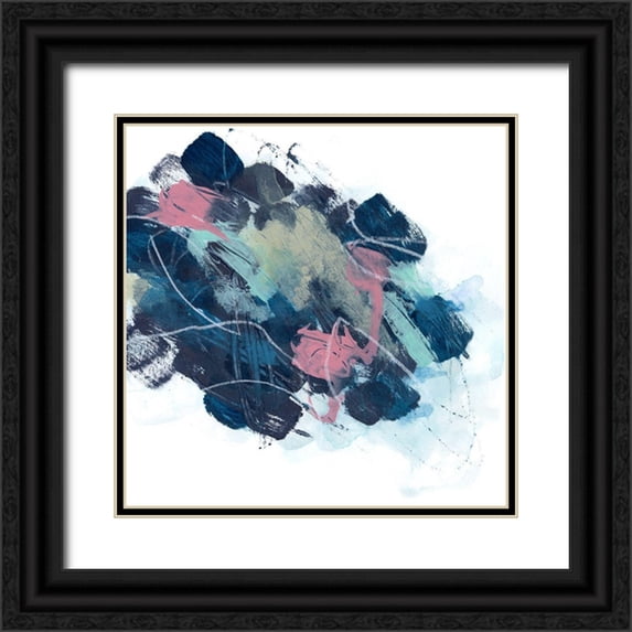 Vess, June Erica 20x20 Black Ornate Wood Framed with Double Matting Museum Art Print Titled - Abstract Lily Pond I