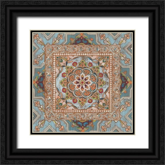 Vess, June Erica 20x20 Black Ornate Wood Framed with Double Matting Museum Art Print Titled - Boho Textile II