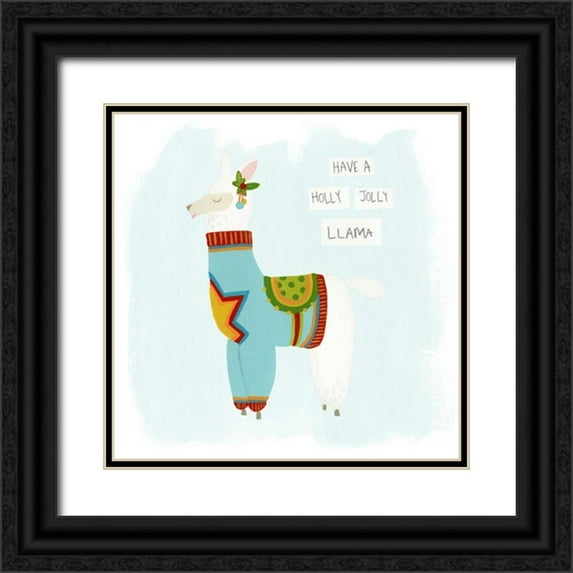 Vess, June Erica 20x20 Black Ornate Wood Framed with Double Matting Museum Art Print Titled - Fa-la-la-la Llama IV