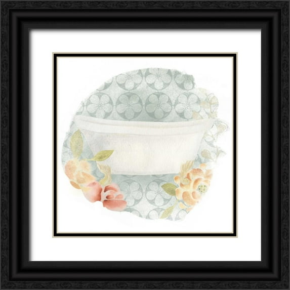 Vess, June Erica 20x20 Black Ornate Wood Framed with Double Matting Museum Art Print Titled - Garden Romance Bath I