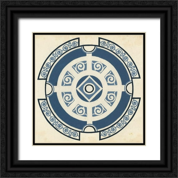 Vess, June Erica 20x20 Black Ornate Wood Framed with Double Matting Museum Art Print Titled - Indigo Motif VI