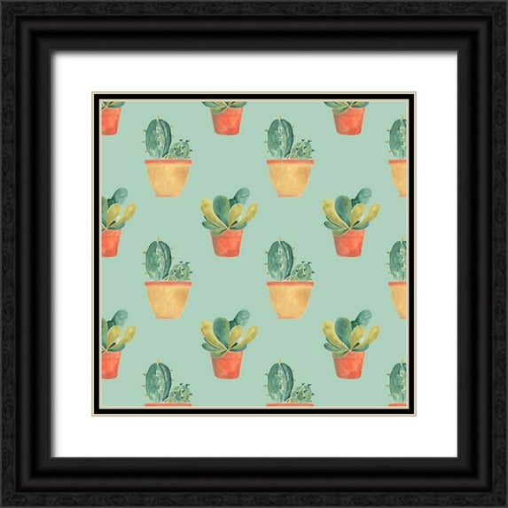 Vess, June Erica 20x20 Black Ornate Wood Framed with Double Matting Museum Art Print Titled - Simple Succulent Collection G