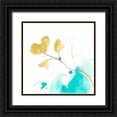 thumbnail image 1 of Vess, June Erica 20x20 Black Ornate Wood Framed with Double Matting Museum Art Print Titled - Teal and Ochre Ginko V, 1 of 4
