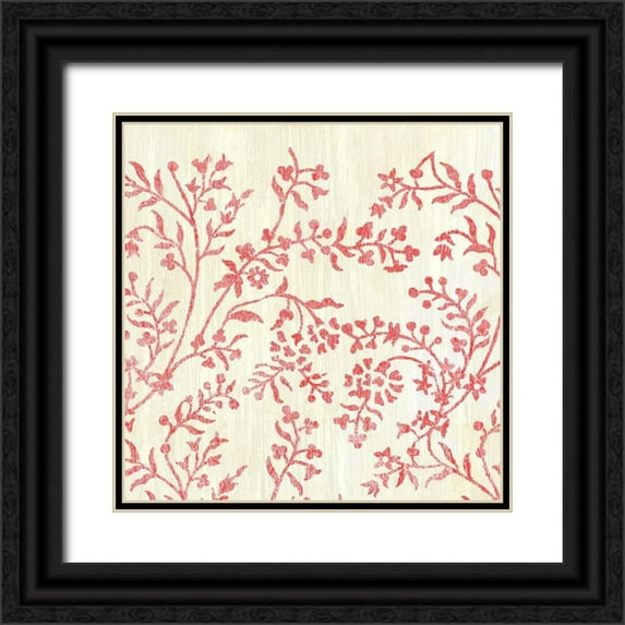Vess, June Erica 20x20 Black Ornate Wood Framed with Double Matting Museum Art Print Titled - Weathered Patterns in Red V