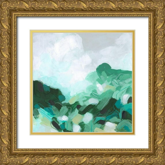 Vess, June Erica 20x20 Gold Ornate Wood Framed with Double Matting Museum Art Print Titled - Aqua Valley II