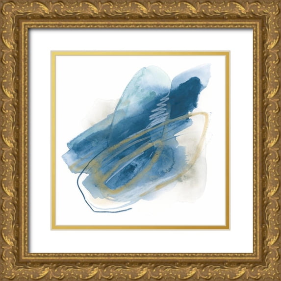 Vess, June Erica 20x20 Gold Ornate Wood Framed with Double Matting Museum Art Print Titled - Blue Interference IV
