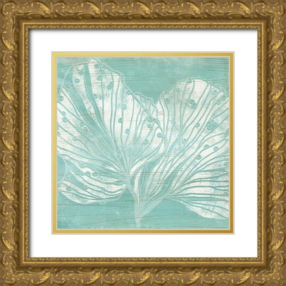 Vess, June Erica 20x20 Gold Ornate Wood Framed with Double Matting Museum Art Print Titled - Cerulean Sea Coral II