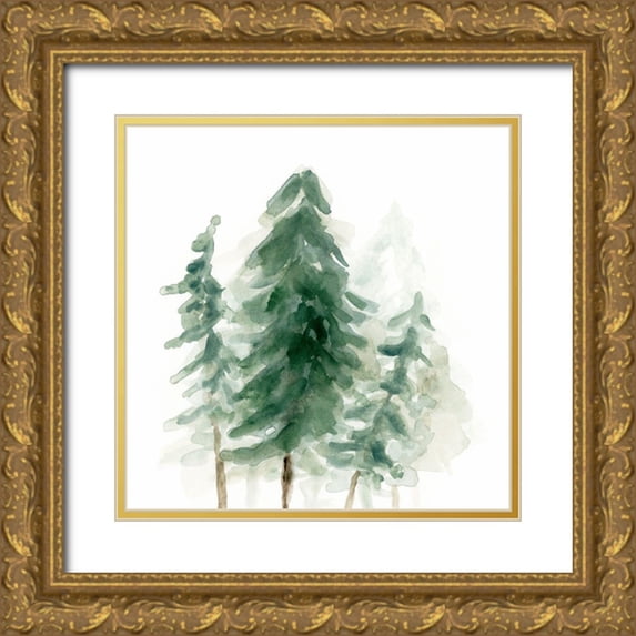 Vess, June Erica 20x20 Gold Ornate Wood Framed with Double Matting Museum Art Print Titled - Evergreen Grove I