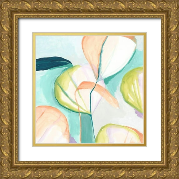 Vess, June Erica 20x20 Gold Ornate Wood Framed with Double Matting Museum Art Print Titled - Fan Flowers III