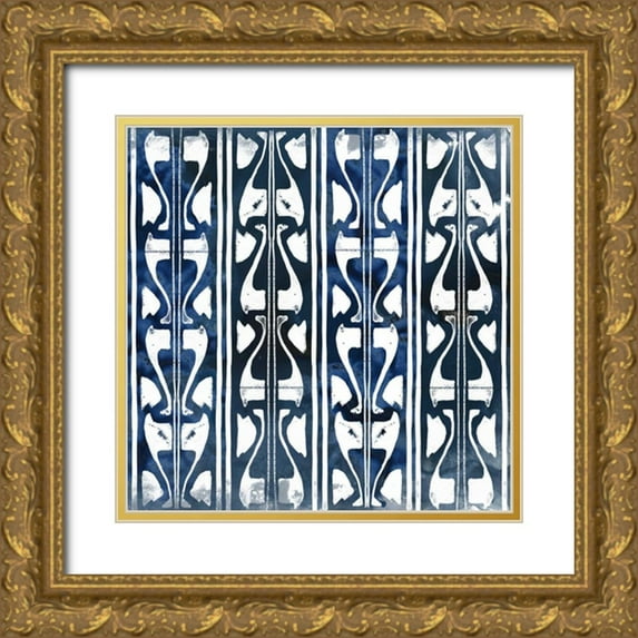 Vess, June Erica 20x20 Gold Ornate Wood Framed with Double Matting Museum Art Print Titled - Indigo Impression VII