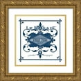 thumbnail image 1 of Vess, June Erica 20x20 Gold Ornate Wood Framed with Double Matting Museum Art Print Titled - Indigo Wine Labels II, 1 of 4