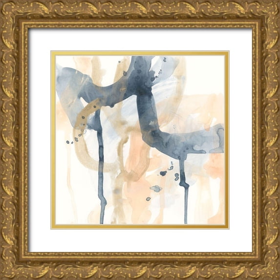 Vess, June Erica 20x20 Gold Ornate Wood Framed with Double Matting Museum Art Print Titled - Liquid Blueprint II