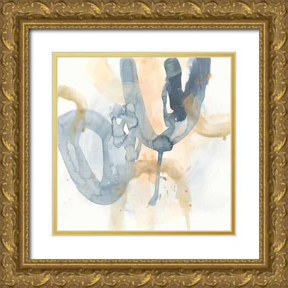 Vess, June Erica 20x20 Gold Ornate Wood Framed with Double Matting Museum Art Print Titled - Liquid Blueprint IV