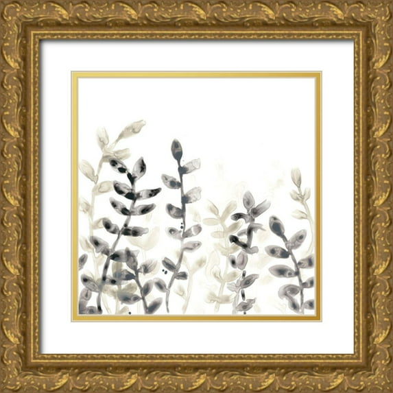 Vess, June Erica 20x20 Gold Ornate Wood Framed with Double Matting Museum Art Print Titled - Liquid Stems IV