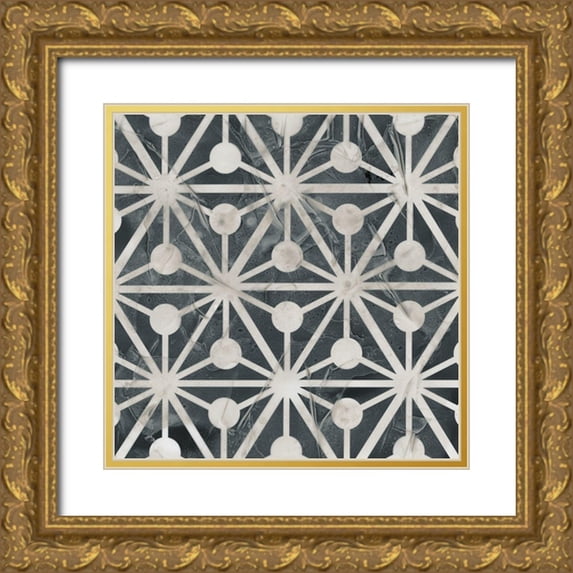 Vess, June Erica 20x20 Gold Ornate Wood Framed with Double Matting Museum Art Print Titled - Neutral Tile Collection IX
