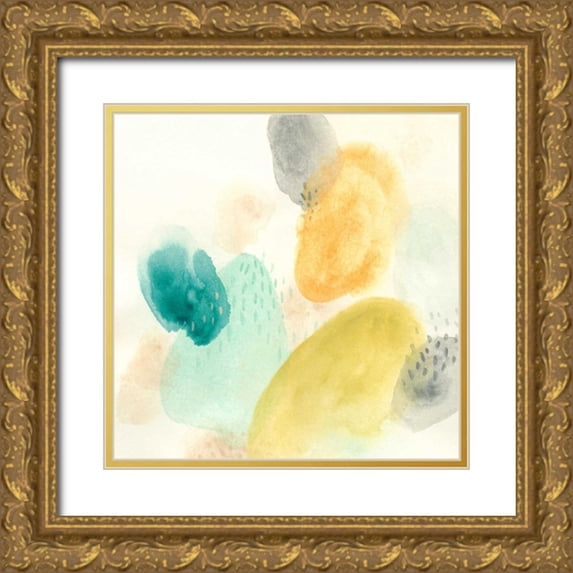 Vess, June Erica 20x20 Gold Ornate Wood Framed with Double Matting Museum Art Print Titled - River Stones II