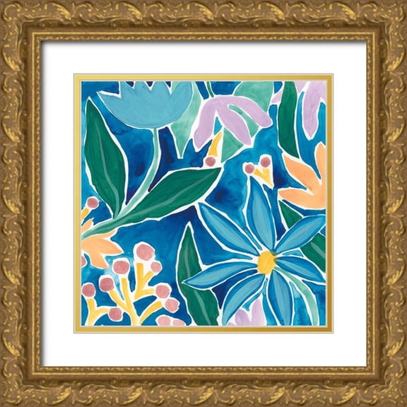 Vess, June Erica 20x20 Gold Ornate Wood Framed with Double Matting Museum Art Print Titled - Tiki Square IV