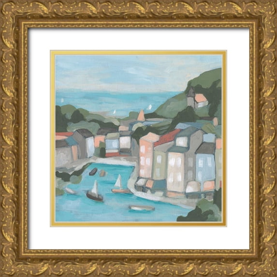 Vess, June Erica 20x20 Gold Ornate Wood Framed with Double Matting Museum Art Print Titled - Villa Harbor I