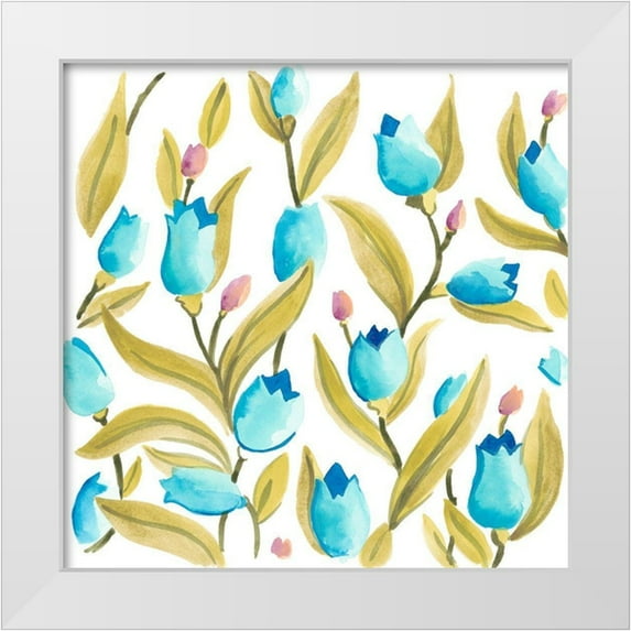 Vess, June Erica 20x20 White Modern Wood Framed Museum Art Print Titled - Abbey Floral Tiles VI