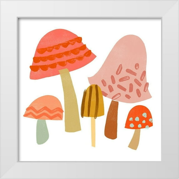 Vess, June Erica 20x20 White Modern Wood Framed Museum Art Print Titled - Cupcake Mushrooms IV