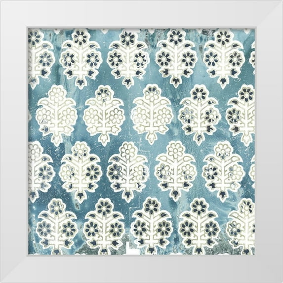 Vess, June Erica 20x20 White Modern Wood Framed Museum Art Print Titled - Flower Stone Tile VIII