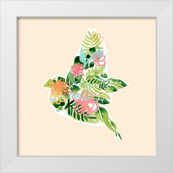 Vess, June Erica 20x20 White Modern Wood Framed Museum Art Print Titled - Foliage and Feathers I