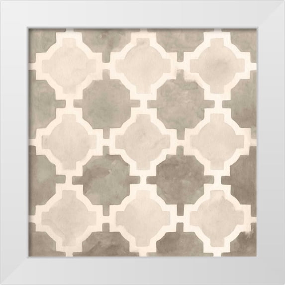 Vess, June Erica 20x20 White Modern Wood Framed Museum Art Print Titled - Neutral Watercolor Tile I