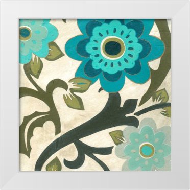 Vess, June Erica 20x20 White Modern Wood Framed Museum Art Print Titled - Peacock Blossoms II