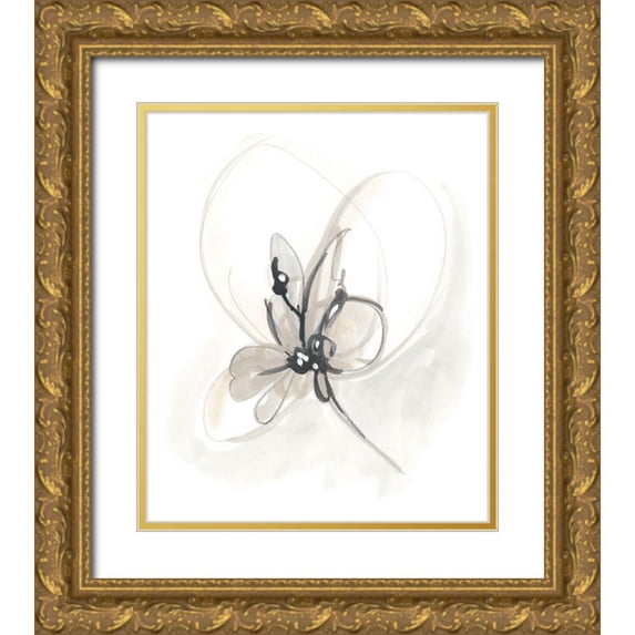 Vess, June Erica 20x23 Gold Ornate Wood Framed with Double Matting Museum Art Print Titled - Neutral Floral Gesture VI